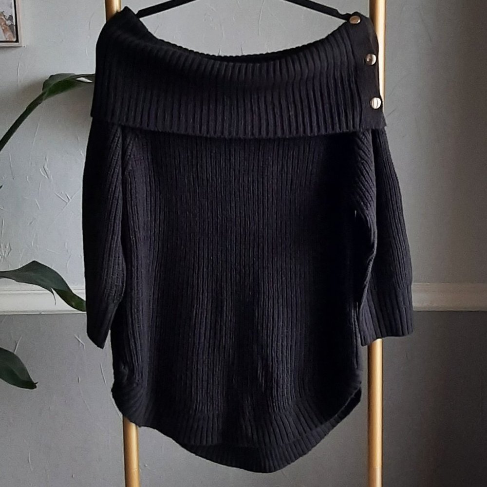 89th + Madison Women's Black Cowl Neck Sweater